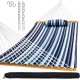 Outdoor Quilted Fabric Hammock with Spreader Bars and Detachable Pillow