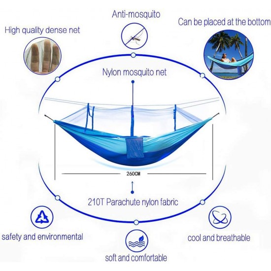 Single & Double Camping Hammock with Mosquito/Bug Net,Outdoor Portable