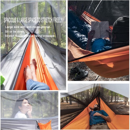 Single & Double Camping Hammock with Mosquito/Bug Net,Outdoor Portable