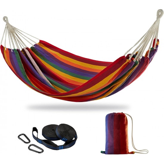 Double Hammock with Tree Straps,Extra Large 240x160cm,2 Persons Hammock