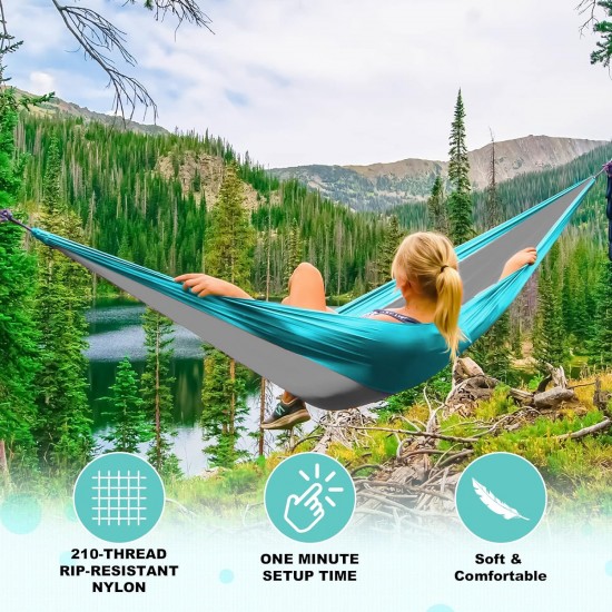 Camping Hammock Double & Single Portable Hammocks with 2 Tree Straps