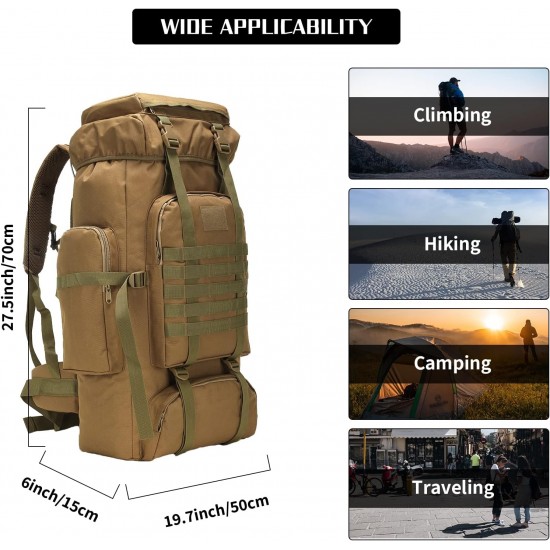 Hiking Backpack for Men 70L/100L Camping Backpack Military Rucksack Molle 3 Days Assault Pack for Climbing