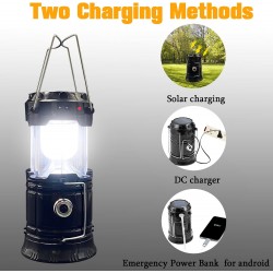 Collapsible Portable LED Camping Lantern XTAUTO Lightweight Waterproof Solar USB Rechargeable LED Flashlight Survival Kits for Indoor Outdoor Home Emergency Light Power Outages Hiking Hurricane 4-Pack