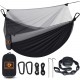 Camping Hammock with Net,Travel Portable Lightweight Hammocks with Tree Straps and Solid D-Shape Carabiners,Parachute Nylon Hammock for Outsides Backpacking Beach Backyard Patio Hiking