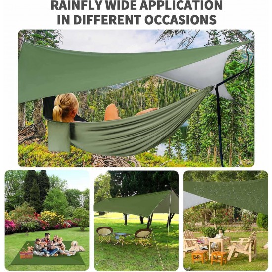 Camping Hammock - Hammocks with Mosquito Net Tent and Rain Fly Tarp, Portable Single & Double Nylon Parachute Hammock with Heavy Duty Tree Strap, Indoor Outdoor Backpacking Survival Travel