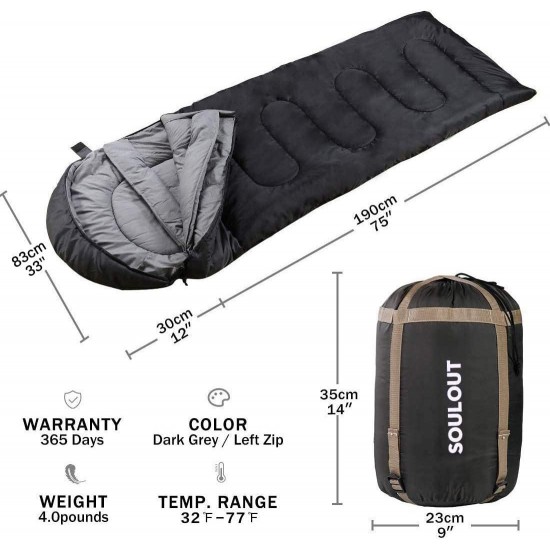 Sleeping Bag,3-4 Seasons Warm Cold Weather Lightweight, Portable, Waterproof Sleeping Bag with Compression Sack for Adults & Kids - Indoor & Outdoor: Camping, Backpacking, Hiking