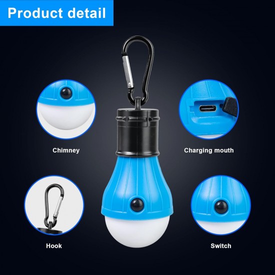 Led Camping Lantern USB Rechargeable,Outdoor Tent Lights for Camping Hanging,Kids with Clip Hook Camping Flashlight (4 Packs Black)