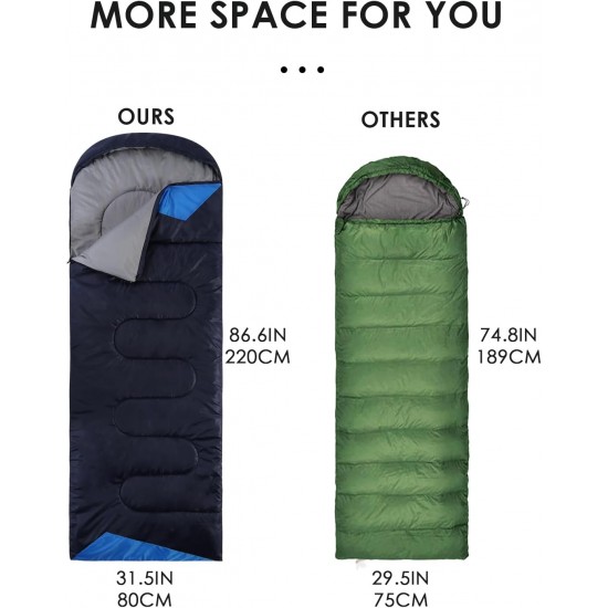 Sleeping Bags for Adults Backpacking Lightweight Waterproof- Cold Weather Sleeping Bag for Girls Boys Mens for Warm Camping Hiking Outdoor Travel Hunting with Compression Bags