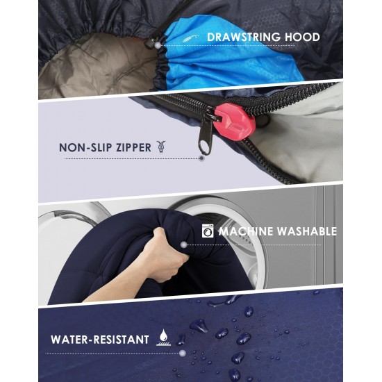 Sleeping Bags for Adults Backpacking Lightweight Waterproof- Cold Weather Sleeping Bag for Girls Boys Mens for Warm Camping Hiking Outdoor Travel Hunting with Compression Bags