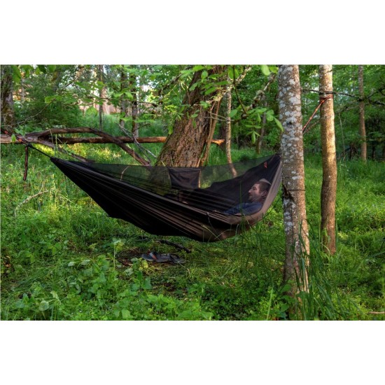 OneTigris KOMPOUND Camping Hammock with Net, Lightweight Portable Hammock with Warm Internal Cover & Tree Friendly Straps for Backpacking, Camping, Hiking, Travel, Beach, Backyard Od Green