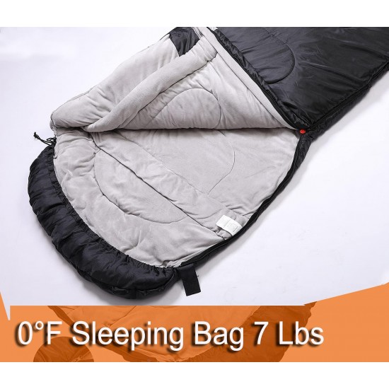 Large 0 Degree Sleeping Bags for Adults Cold Weather Sleeping Bag Camping Winter Below Zero 20 15 Flannel Big and Tall XXL