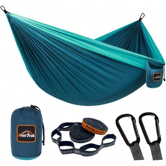 Camping Hammock, Super Lightweight Portable Parachute Hammock with Two Tree Straps Single or Double Nylon Travel Tree Hammocks for Camping Backpacking Hiking