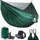 Covacure Camping Hammock - Lightweight Double Hammock, Hold Up to 772lbs, Portable Hammocks for Indoor, Outdoor, Hiking, Camping, Backpacking, Travel, Backyard, Beach（Dark Green）