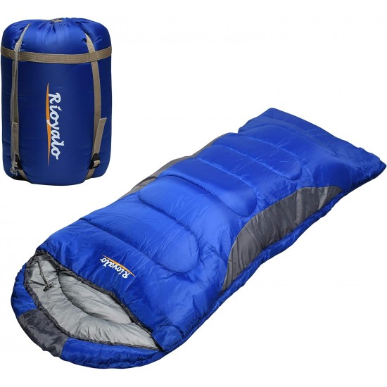 0 Degree Winter Sleeping Bags for Adults Camping (450GSM) - Temp Range (5F–32F) Portable Waterproof Compression Sack- Camping Sleeping Bags for Big and Tall in Env Hoodie: Backpacking Hiking 4 Season